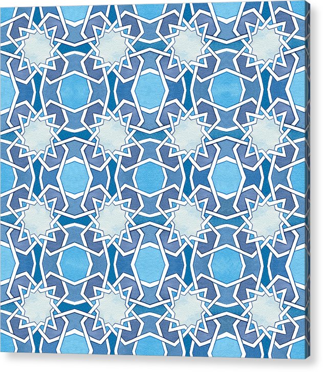 Mustansiriya Tile - Blues - Acrylic Print