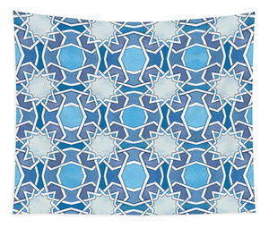 Mustansiriya Tile - Blues - Wall Tapestry