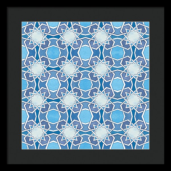 Mustansiriya Tile - Blues - Framed Print