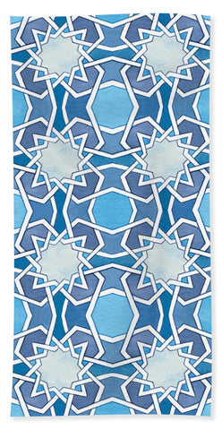 Mustansiriya Tile - Blues - Beach Towel