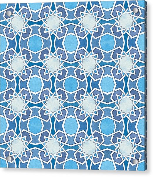 Mustansiriya Tile - Blues - Acrylic Print