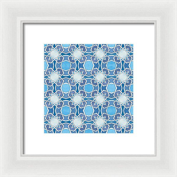 Mustansiriya Tile - Blues - Framed Print