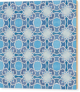 Mustansiriya Tile - Blues - Wood Print