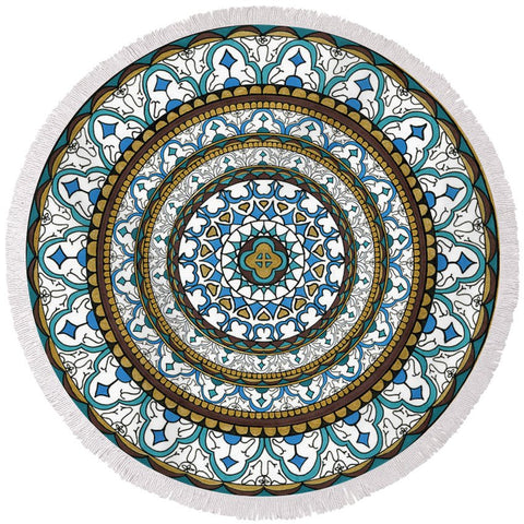 Sofia Calm - Blues Greens - Round Beach Towel